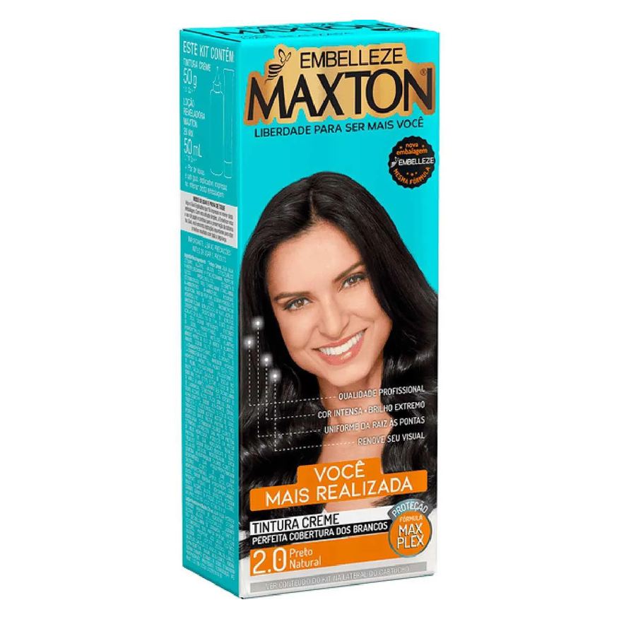 Maxton Tinta de Cabelo Permanente Você Mais Realizada - 2.0 Preto Natural