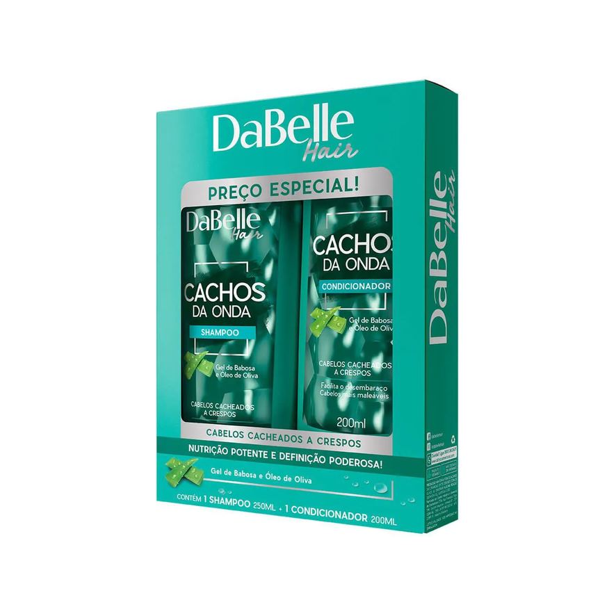 DaBelle Kit Hair Cachos da Onda Gel de Babosa e Óleo de Oliva Shampoo 250ml + Condicionador 200ml