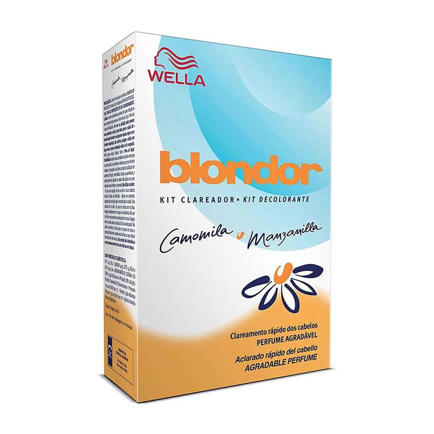 Clareador Kit de Cabelos Blondor Camomila e Manzanilla com 1 sachê de pó descolorante + 1 frasco de loção ativadora + 1 tigela plástica + 1 espátula