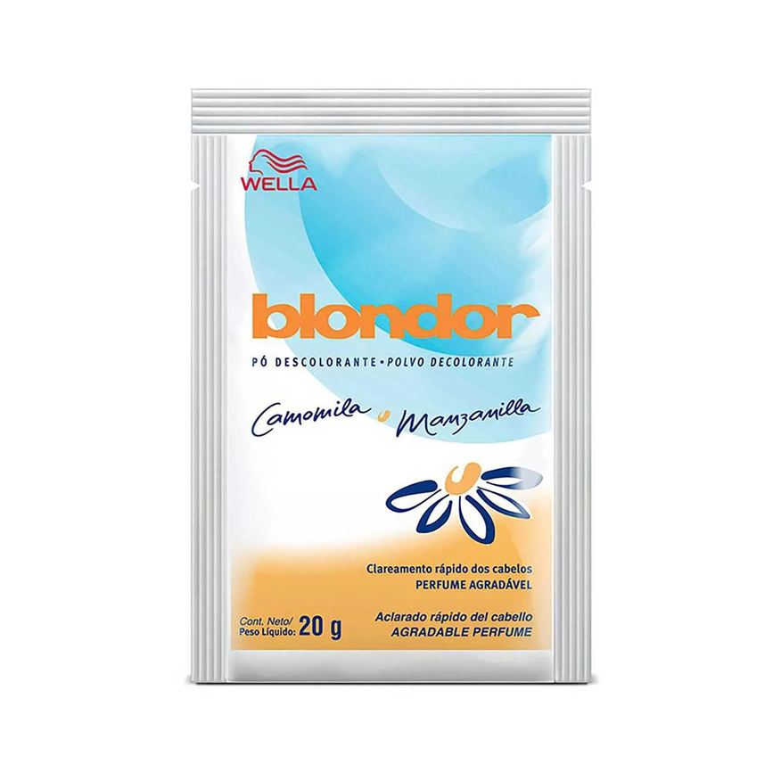 Clareador Kit de Cabelos Blondor Camomila e Manzanilla com 1 sachê de pó descolorante + 1 frasco de loção ativadora + 1 tigela plástica + 1 espátula