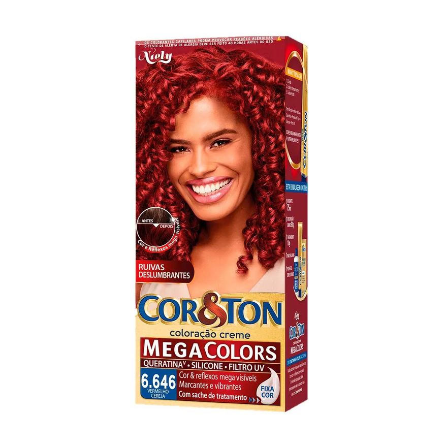 Cor&Ton Tinta de Cabelo Permanente Niely - 6.646 Vermelho Cereja