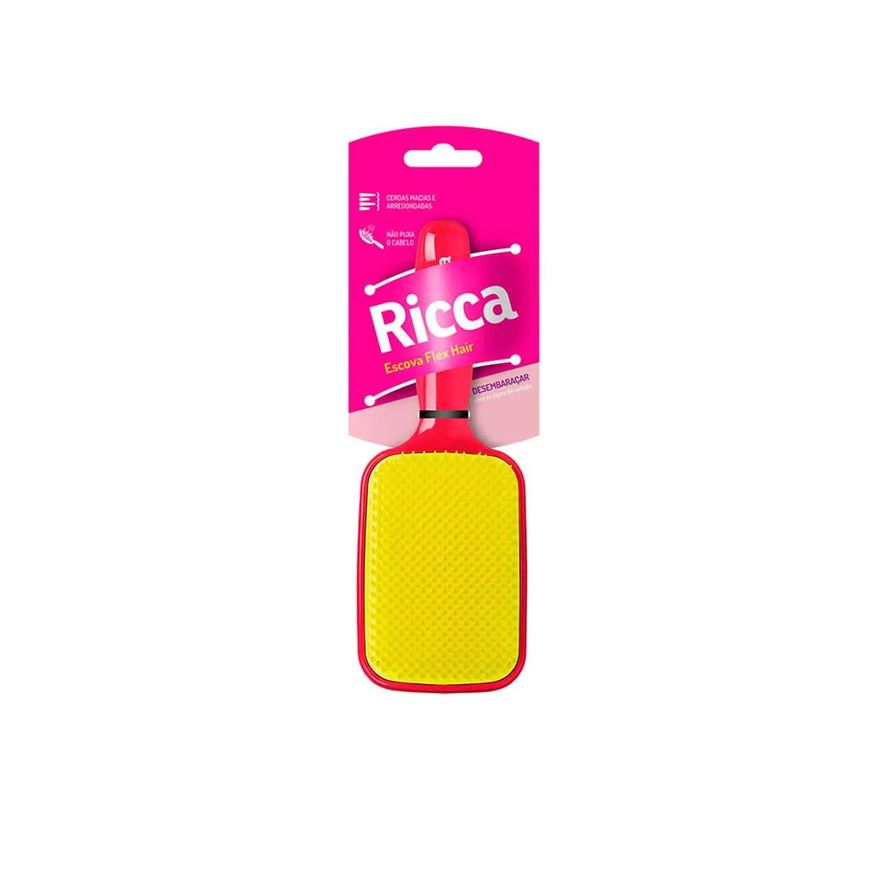 de Escova Cabelo Ricca Raquete Flex Rosa - 1 unidade