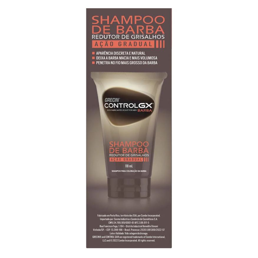 de Shampoo Barba Grecin Control GX 118ml - Redutor de Grisalhos