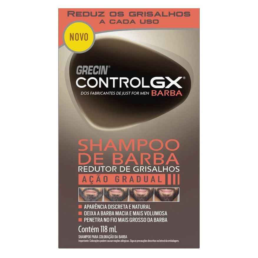 de Shampoo Barba Grecin Control GX 118ml - Redutor de Grisalhos