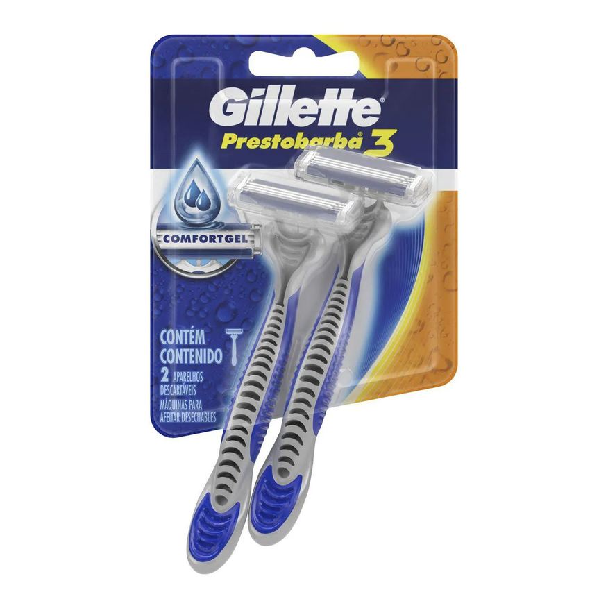 Gillette Barbeador Prestobarba 3 Comfortgel 2 unidades