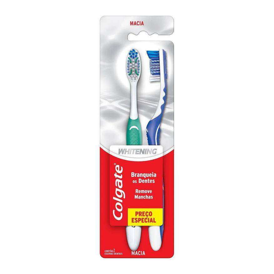Colgate Escova de Dente Whitening Macia Cabeça Compacta com 2 Unidades