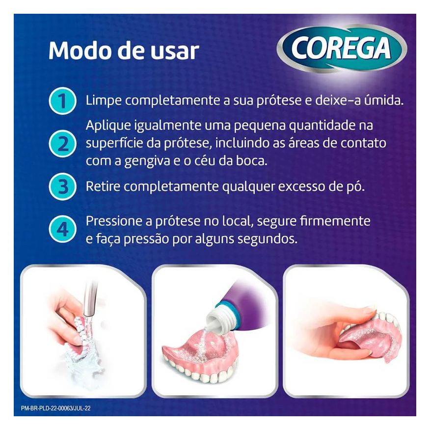 Fixador Pó de Dentaduras Corega 3 em 1 Sabor Menta 50g