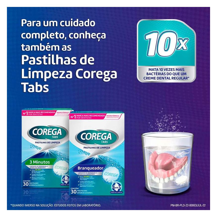 Fixador Pó de Dentaduras Corega 3 em 1 Sabor Menta 50g
