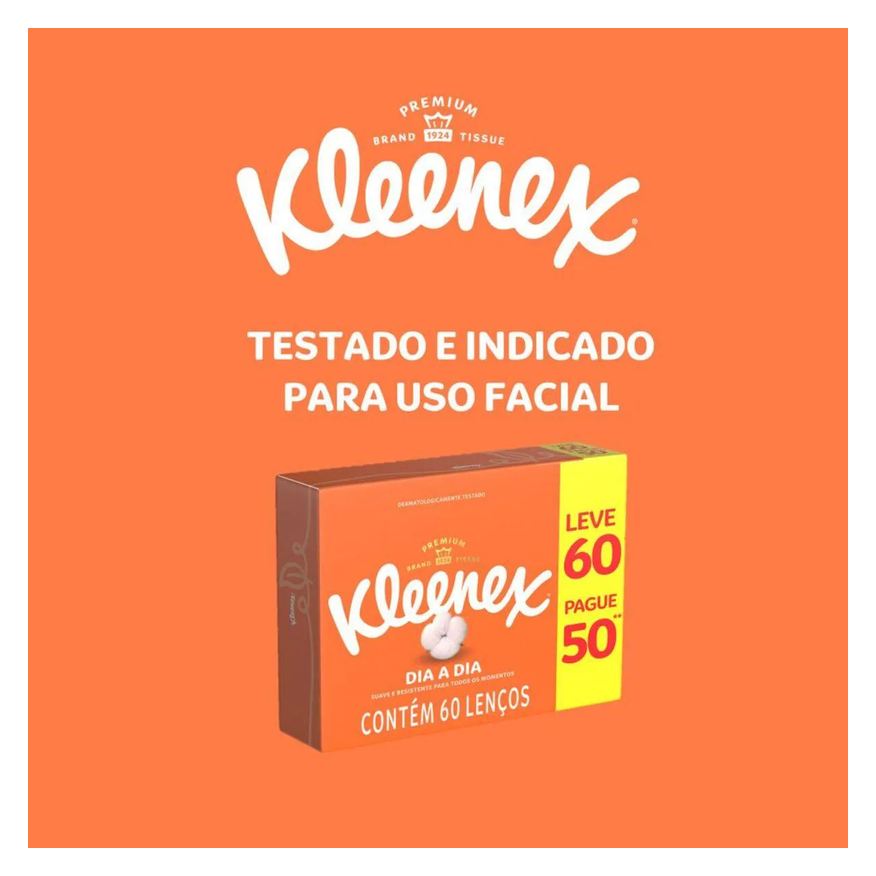 de Lenço Papel Kleenex Dia a Dia 60 unidades