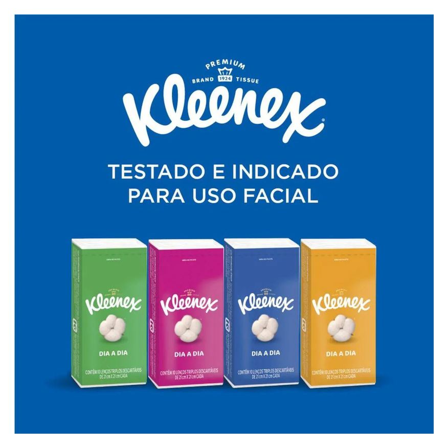 de Lenço Papel de Bolso Kleenex Dia a Dia com 10 unidades