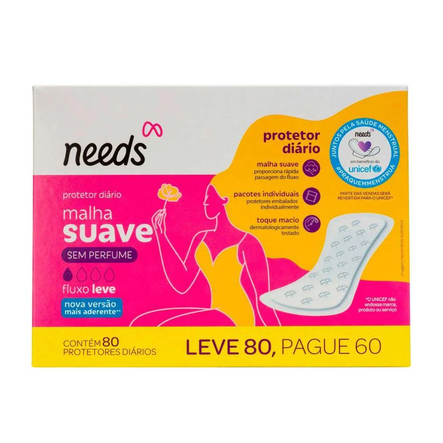 Needs Protetor Diário Malha Suave 80 Unidades