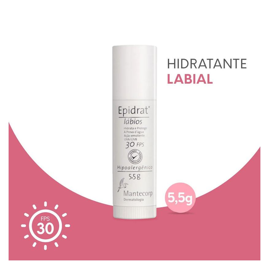 Labial Hidratante Epidrat Lábios Mantecorp FPS 30 com 5,5g
