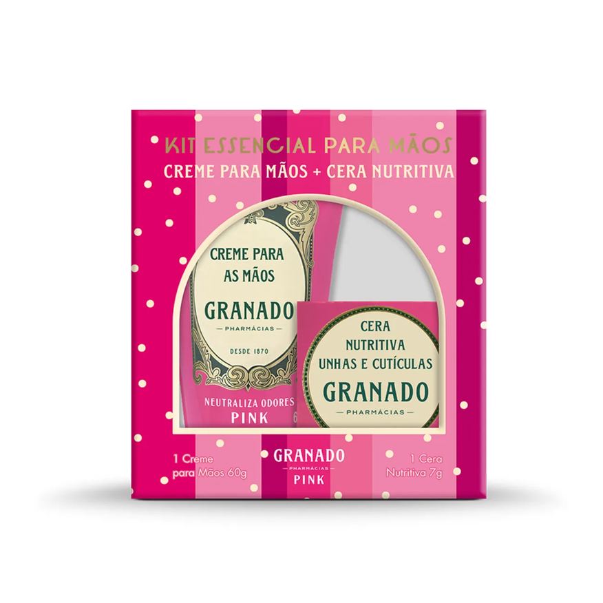 Granado Kit Pink Essencial Mãos 2023 Creme de Mãos 60g + Cera Nutritiva 7g