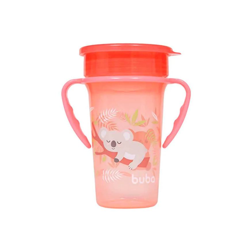 Buba Copo de Treinamento 360° com Alça Coala Rosa 300ml - 1 unidade
