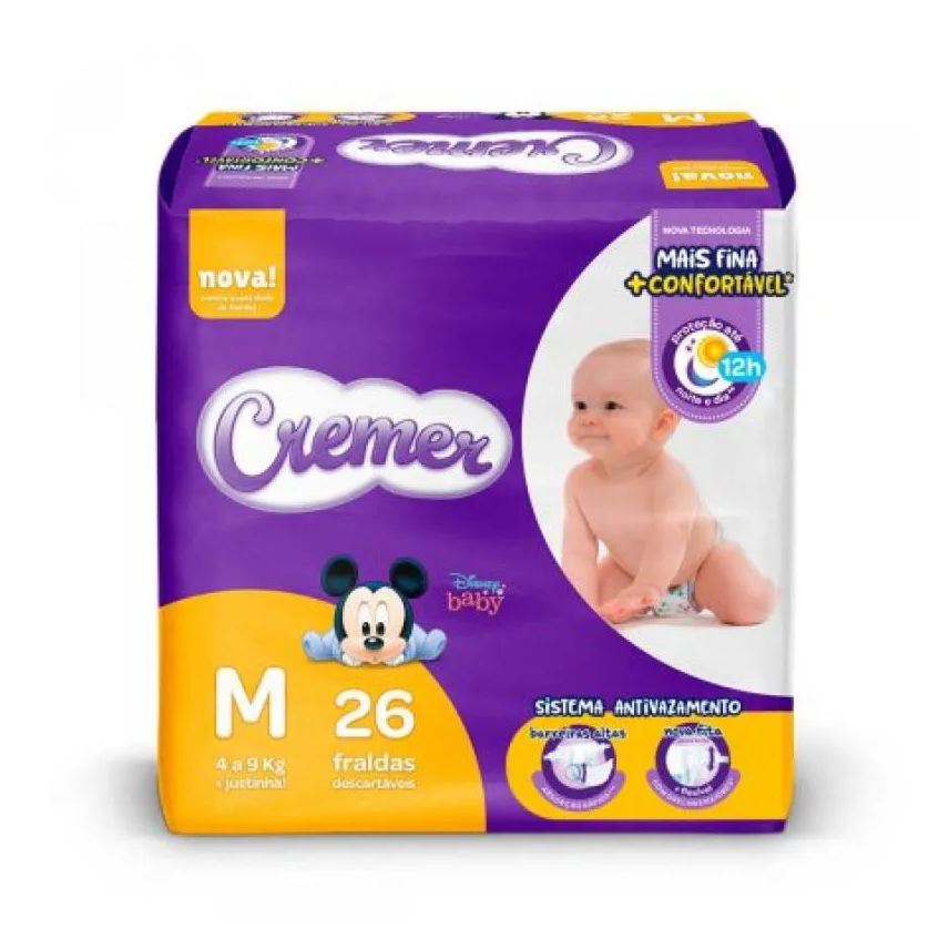 Cremer Fralda Disney Baby M 26 unidades