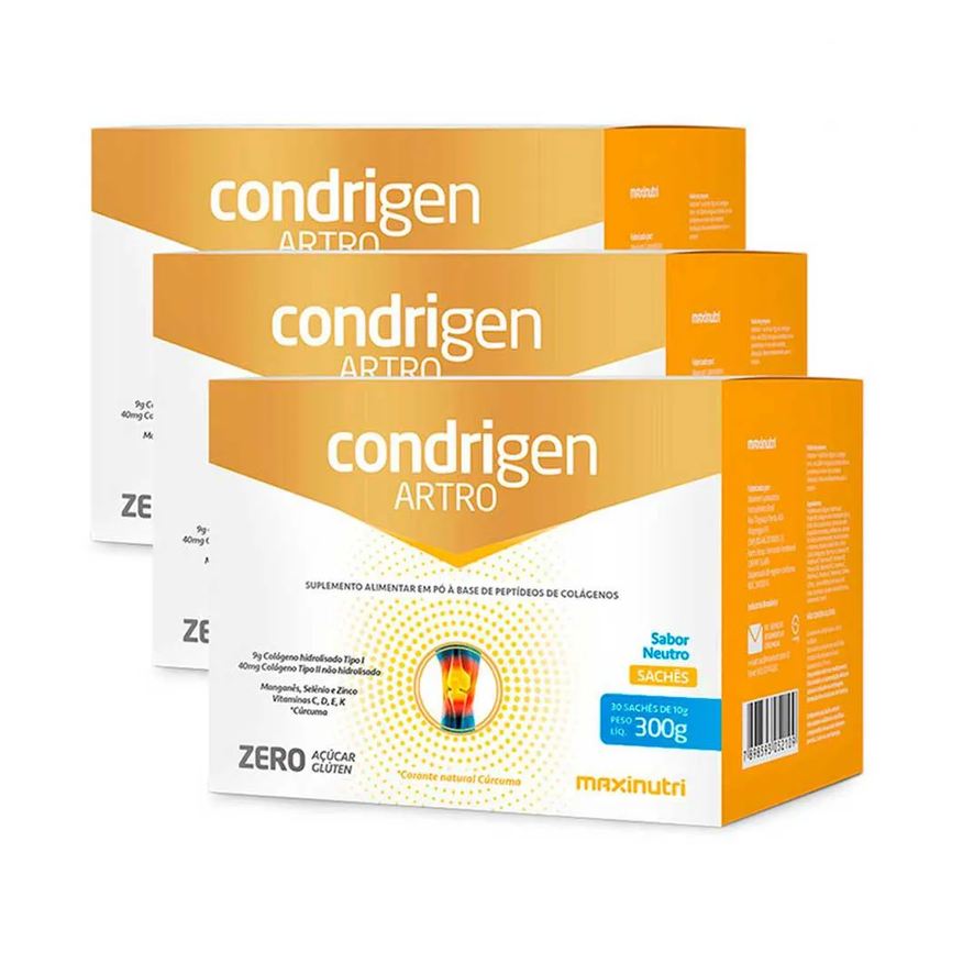 Maxinutri Kit 3 Condrigen Artro Colágeno 1 e 2 Sachê Neutro