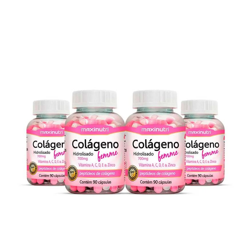 Maxinutri Kit 4 Colágeno Femme Vitaminas + Zinco 90 Cápsulas