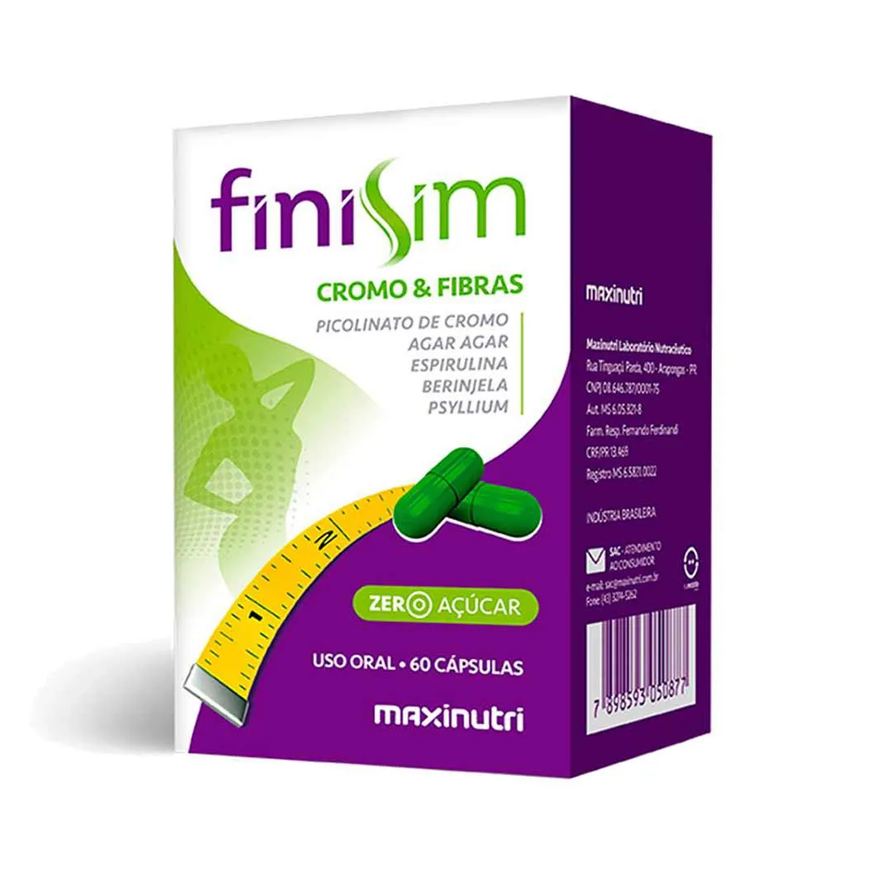 Maxinutri Suplemento Vitamínico FiniSim Cromo e Fibras com 60 Cápsulas