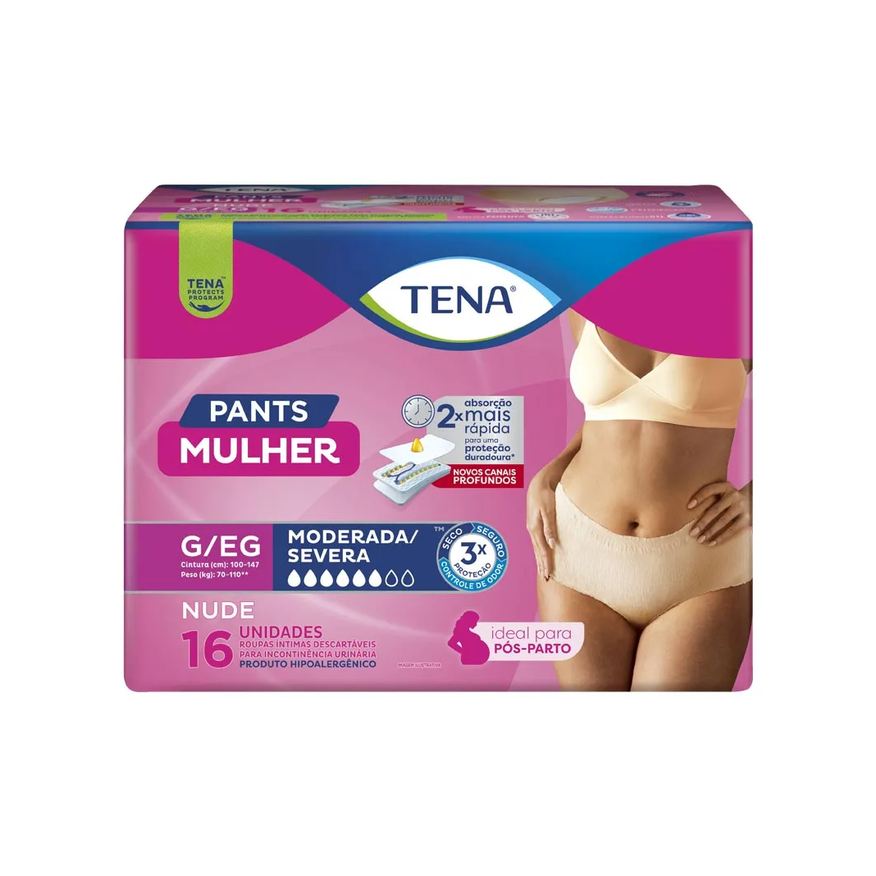 Intima Roupa Tena Pants Mulher Nude Moderada/severa Com 16 Unidades Tam.g/eg