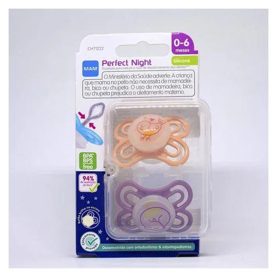 MAM Kit Chupeta Perfect Night Tamanho 1 Rosa - 2 unidades