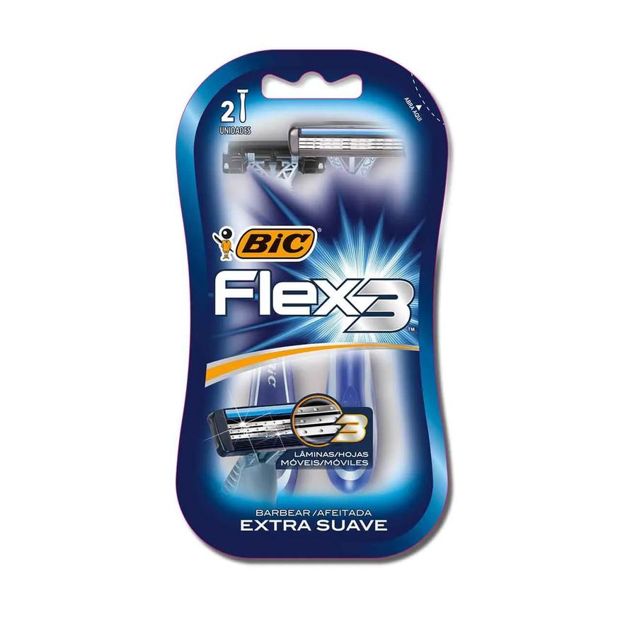 Bic Barbeador Flex 3 Extrasuave Descartável 2 unidades