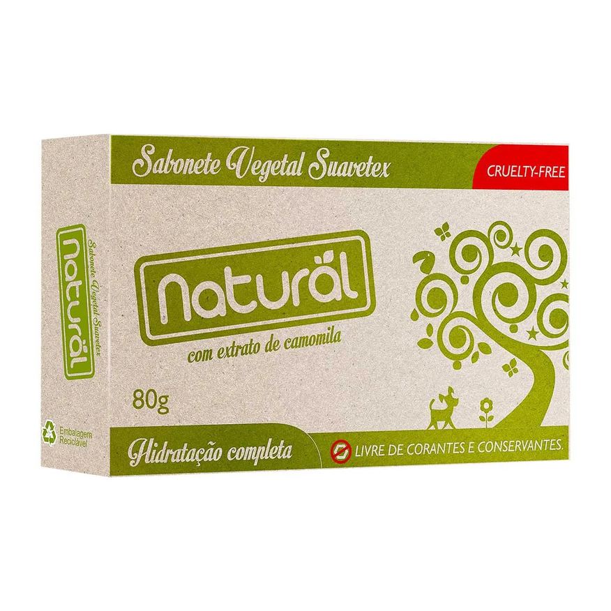 Suavetex Sabonete Vegetal Natural Extrato de Camomila em Barra 80g