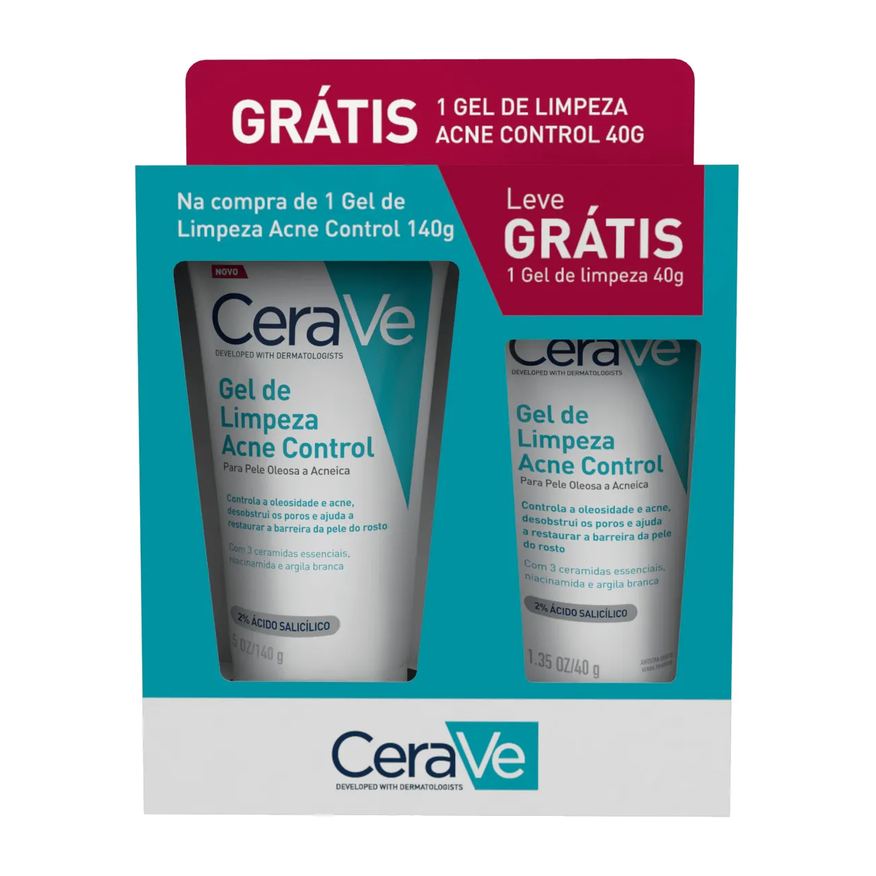Cerave Pack Gel de Limpeza Acne Control 140g + 40g