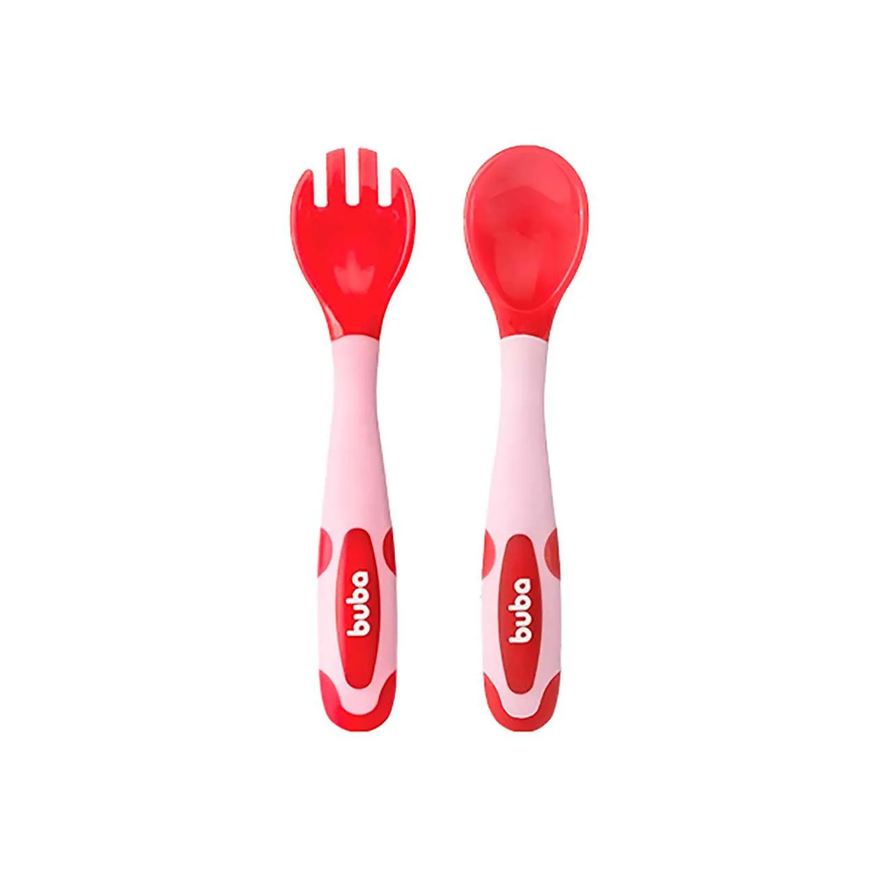 Buba Kit Talher Flexível Baby Termossensível Vermelho com 1 unidade