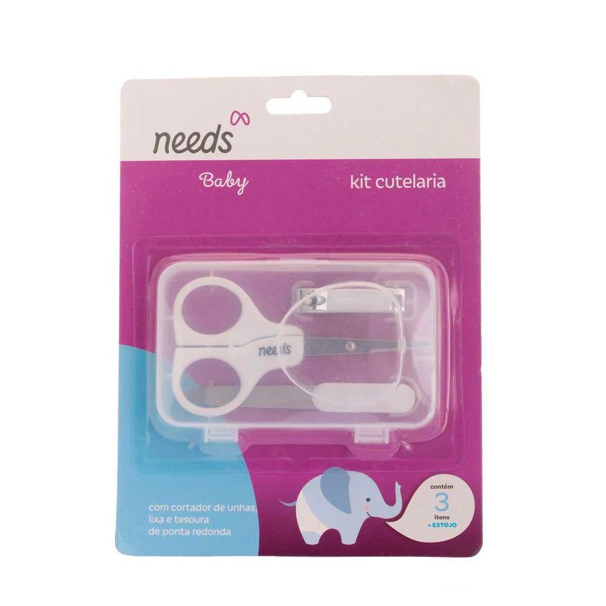 Needs Kit Cutelaria Infantil Baby 3 Itens + Estojo