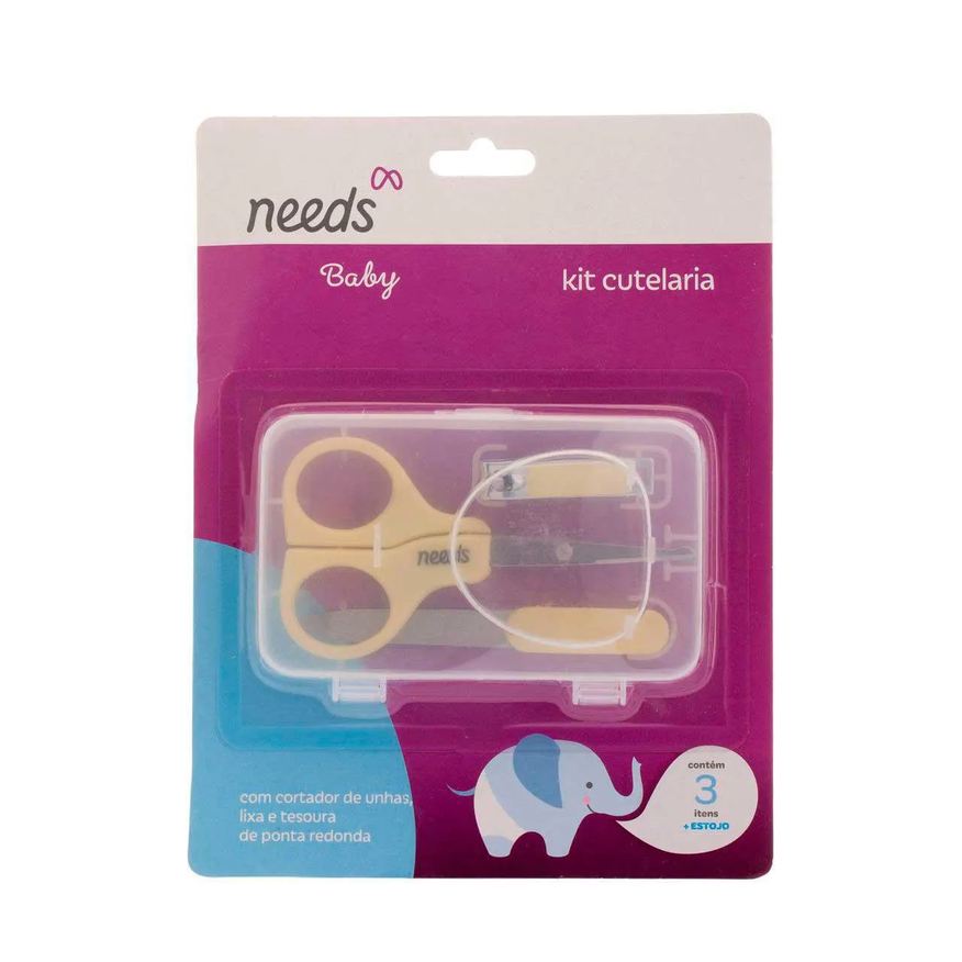Needs Kit Cutelaria Infantil Baby 3 Itens + Estojo