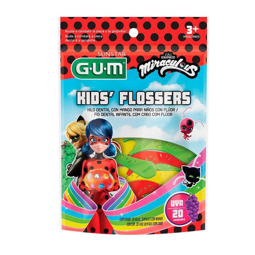 GUM Fio Dental Kid's Flossers Miraculous 20 unidades
