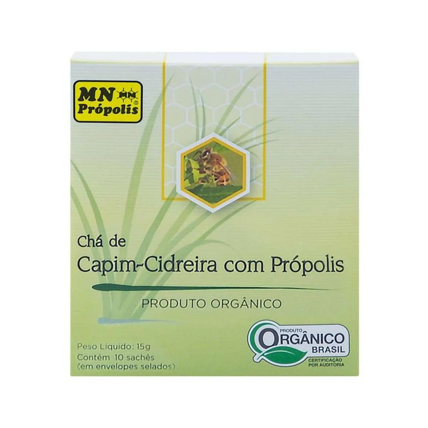 Mn Food Chá de Capim Cidreira com Própolis Orgânico com 10 Sachês 15g