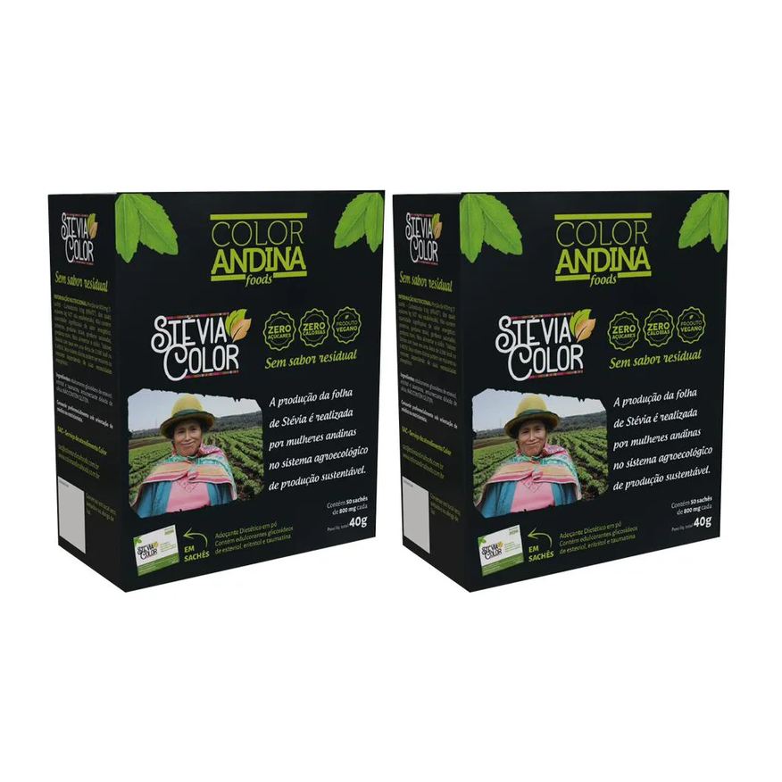 COLOR ANDINA ADOçANTE DIETéTICO EM Pó - DISPLAY COM 50 SACHêS DE 800mg - 2 CAIXAS