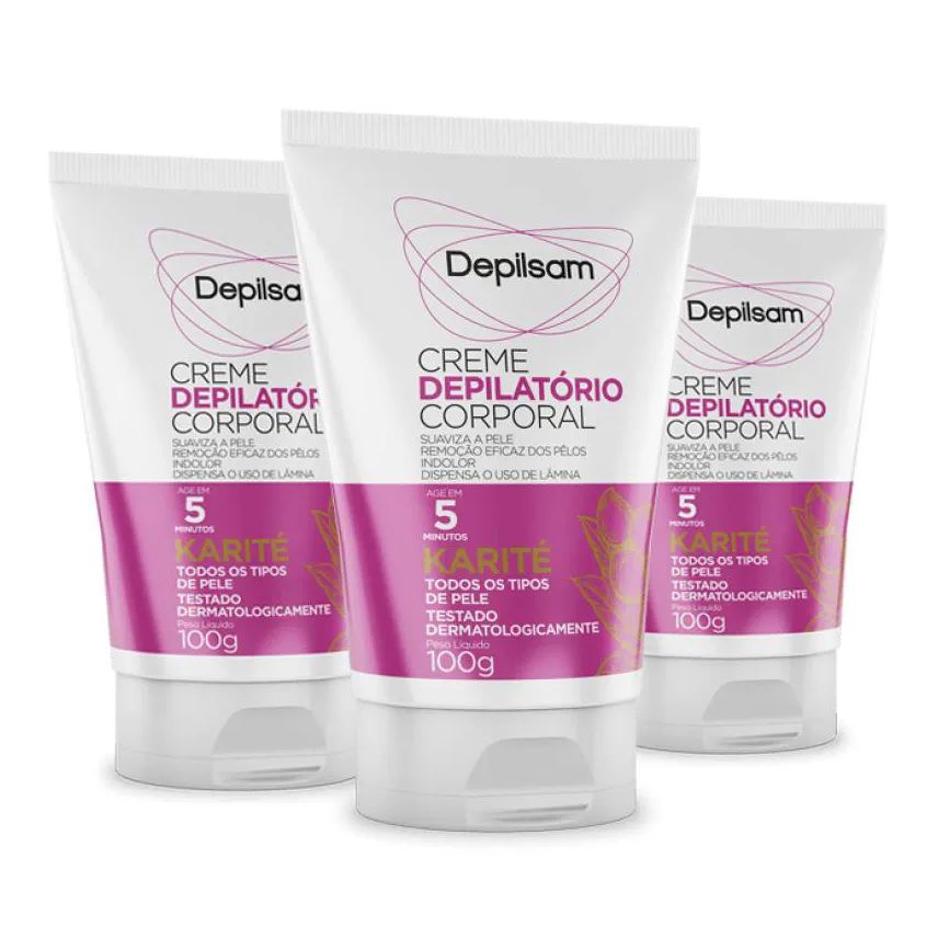 Creme Kit Depilatório Corporal Depilsam Karité 100g com 3 Unidades