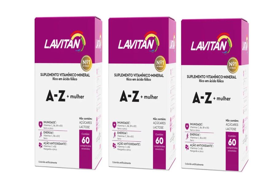 Cimed Kit 3 Lavitan A-z Mulher 60cps Revestidos