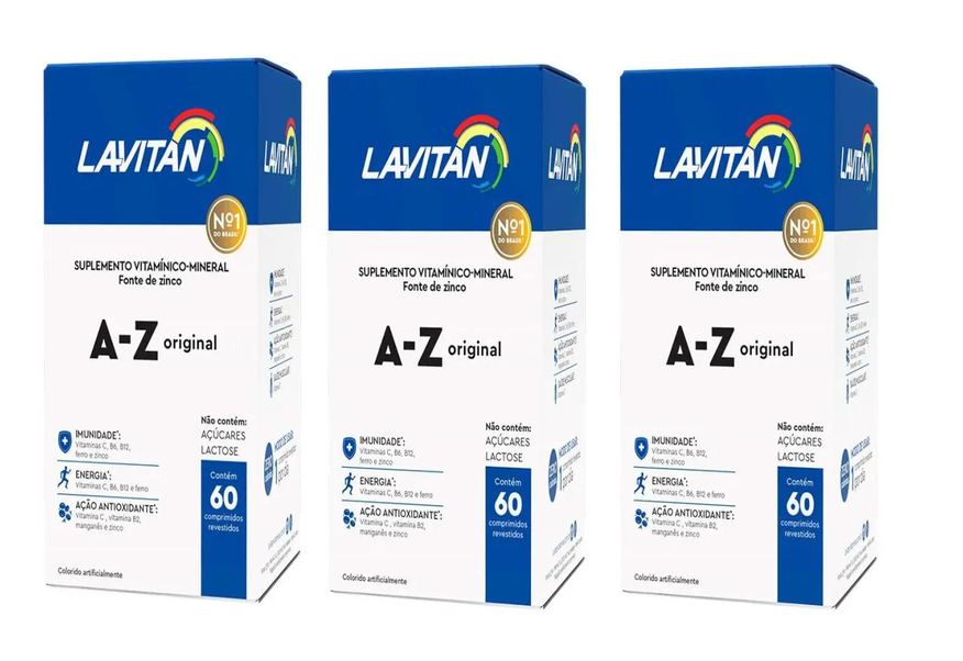Cimed Kit 3 Lavitan A-z Homem 60cps Revestidos