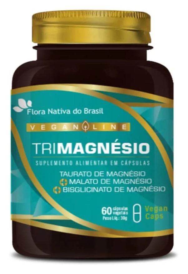 Flora Nativa do Brasil Vegan Tri Magnésio (taurato, Malato e Bisglicinato) 60 cápsulas