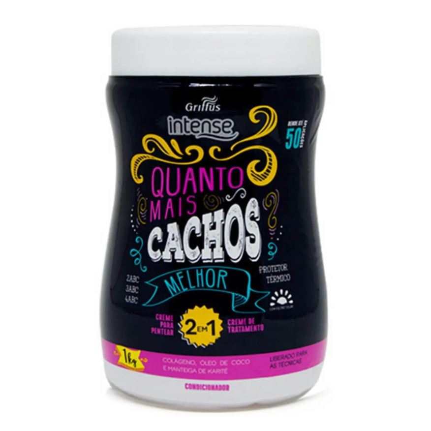 griffus Creme para pentear e tratamento 2 em 1 vegano quanto mais cachos melhor intense 1kg