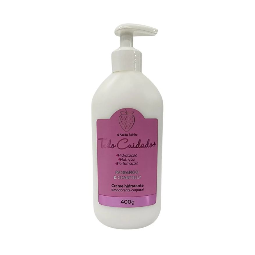 abelha rainha Creme hidratante corporal morango e chantilly todo cuidado mais 400g