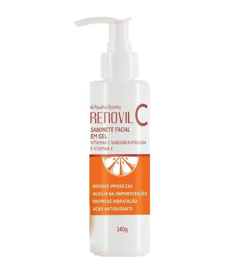 abelha rainha Sabonete facial em gel vitamina c nanoencapsulada e vitamina e renovil c 140ml