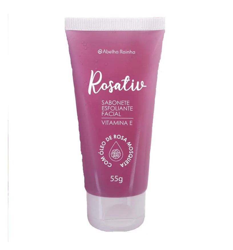 abelha rainha Sabonete esfoliante facial rosa mosqueta rosativ 55g