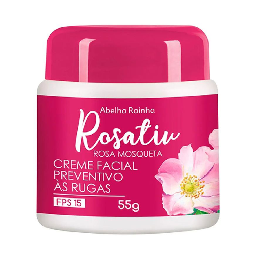 abelha rainha Creme preventivo a rugas com fps 15 com oleo de rosa mosqueta rosativ 55g