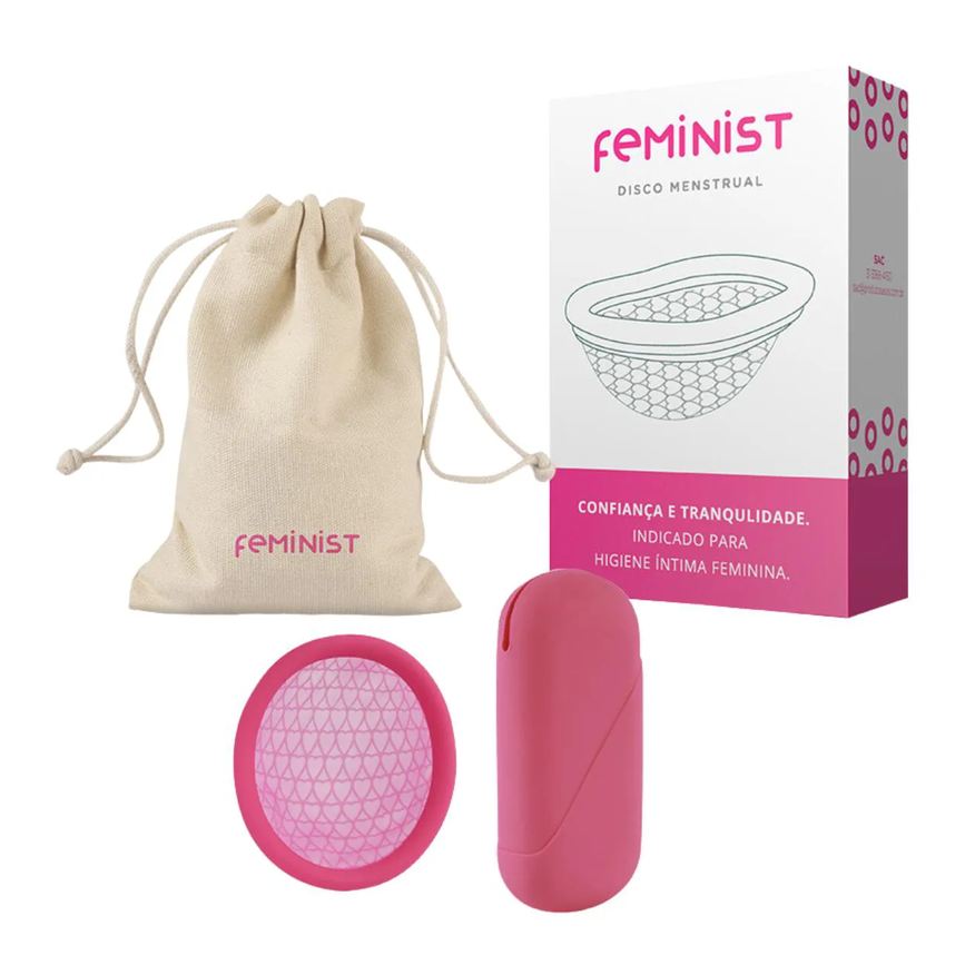 A Sós Kit disco menstrual feminist modelo a com bag de silicone