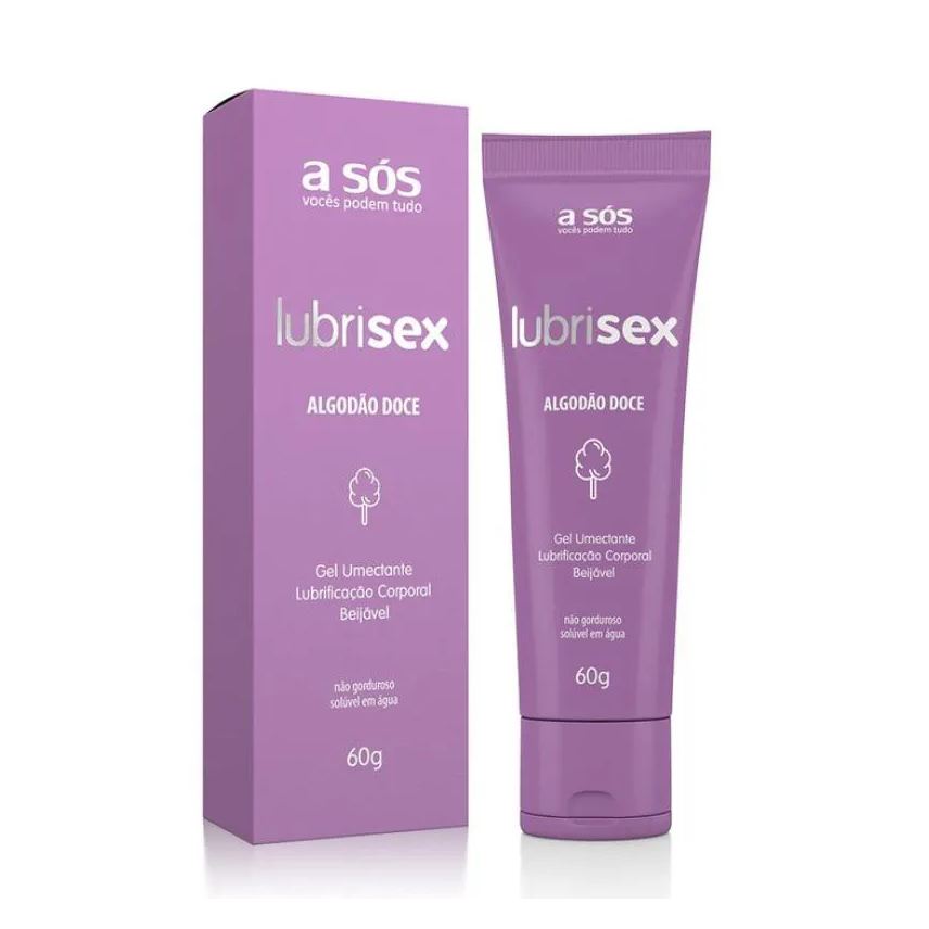 A Sós Gel Lubrificante Beijável Lubrisex Algodão Doce 60g