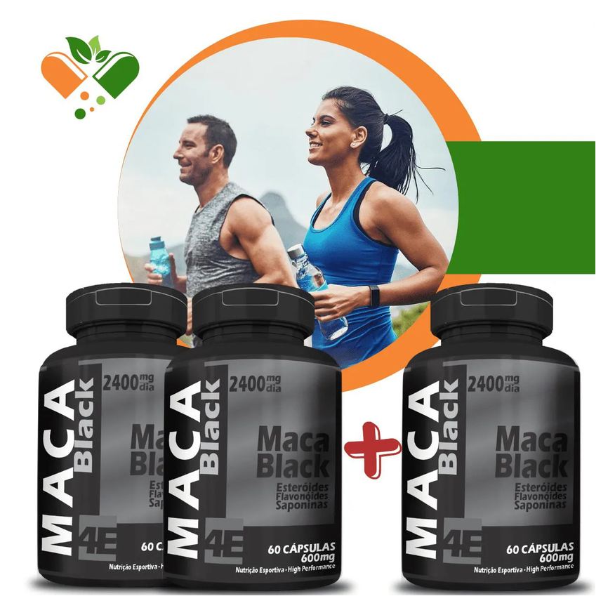 4Elementos Potes Maca Black 600mg 60 cápsulas