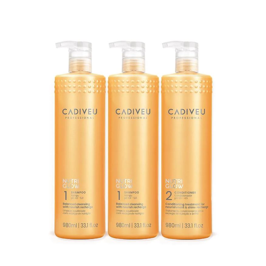 Cadiveu Kit Professional Nutri Glow Shampoo Extra e Condicionador Litro (3 Produtos)