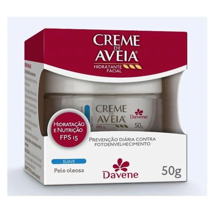 Davene Creme de Aveia Facial Suave Pele Oleosa Fps 15 50g
