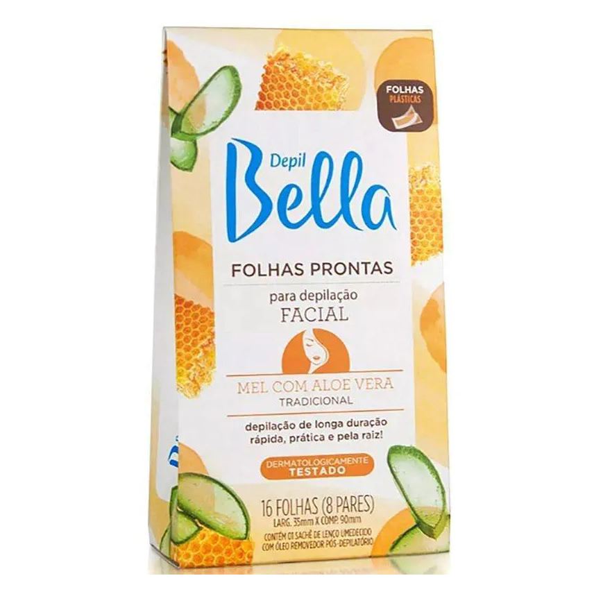 Bella Depil Folhas para Depilacao Facial 16un Mel Aloe