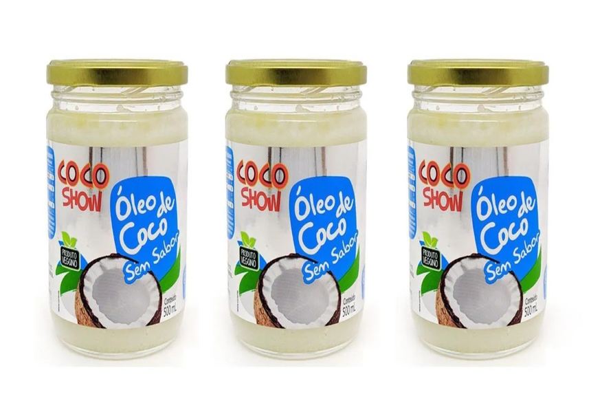 Copra Kit 3uni Óleo de Coco sem Sabor Coco Show 500ml