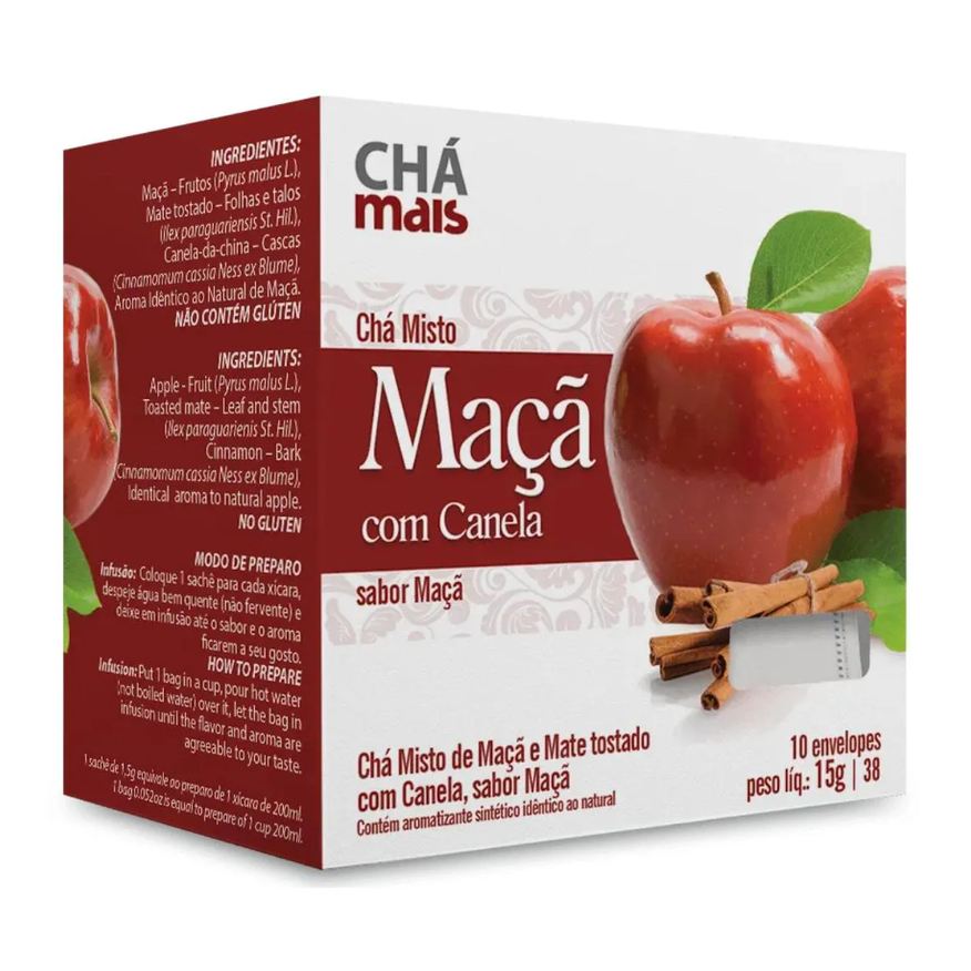 Chá Mais Clinicmais Chá Maçã com Canela 10 Sachês 15g